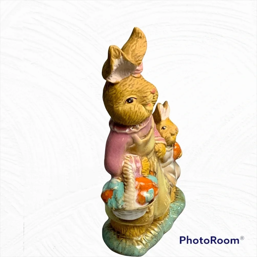 2 Porcelain Rabbit Easter Figurines